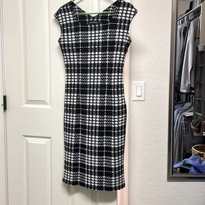 Black & white plaid office casual dress, size medium